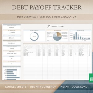 Debt Payoff Tracker Spreadsheet | Google Sheets Debt Repayment Planner | Debt Calculator | Debt Snowball Spreadsheet | Debt Avalanche