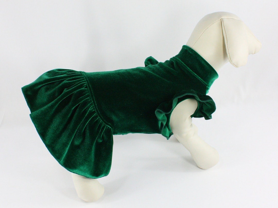 Green Dog Dress
 Green Dog Dress Stretch Velvet fortable Pet Outfit Etsy