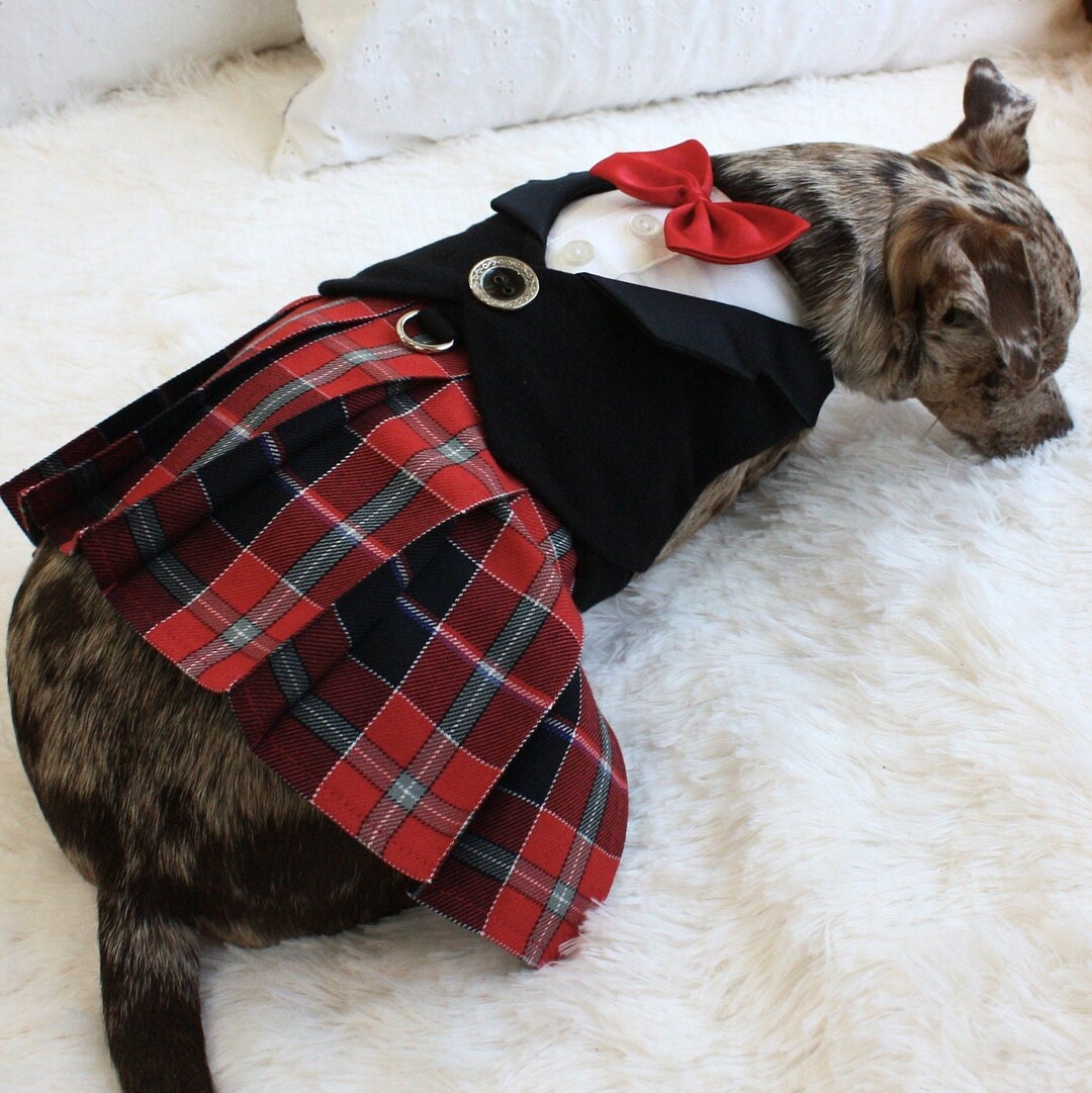 Dog Kilt Red and Black Plaid Skirt Dog Suit Pet Dress Etsy