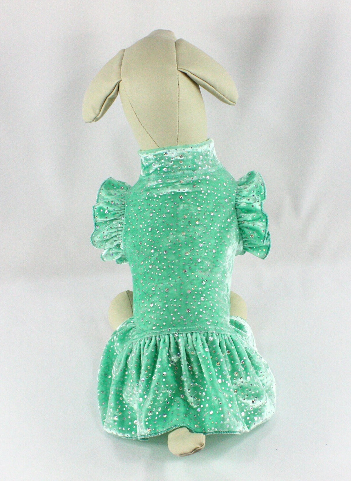 Mint Green Sparkle Dot Dog Dress, Stretch Crushed Velvet, Comfortable Pet  Outfit - Etsy