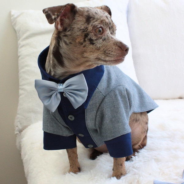 Navy Blue Dog Suit, Pet Tuxedo Jacket perfect for Weddings and Formal Wear, Small Dog Clothes