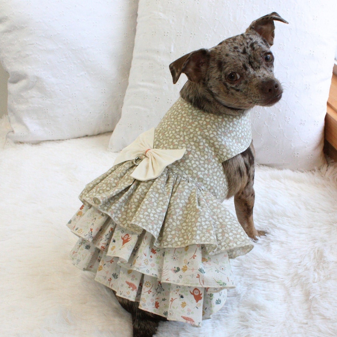 Dog Dress, Floral Animal, Cotton Print Pet Outfit, Small Dog Clothing ...