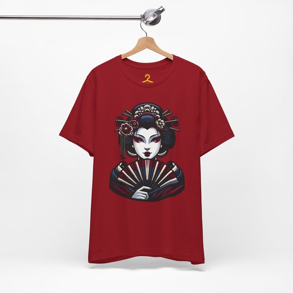 Elegant Fan-Wielding Geisha T-Shirt: A Symphony of Tradition and Style, Unique Gift for Her, Mesmerizing and Artistic