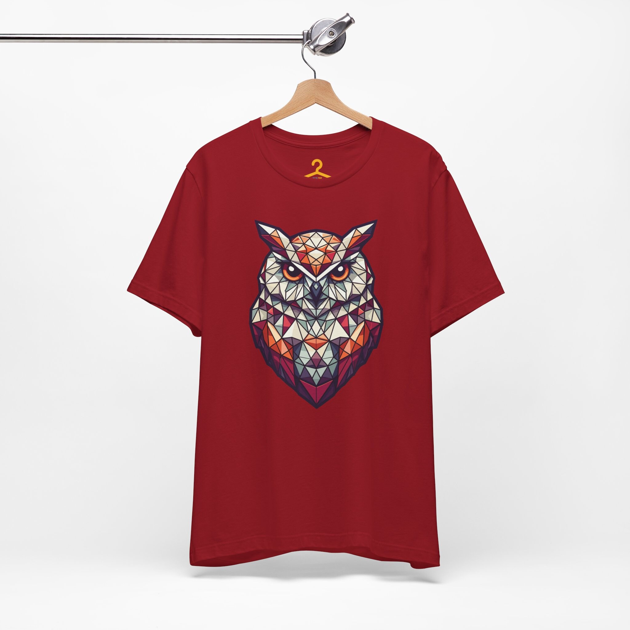 Geometric Owl Unisex T-Shirt, Bold and Colorful Animal Art Design, Perfect Gift for Him and Her, Uni