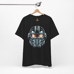 Space Trooper T-Shirt, High-Tech Helmet Design for the Galactic Enthusiast, Ideal Gift for Him, Embark on a Fashion Odyssey