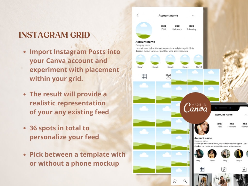 Instagram Grid Canva Template Etsy