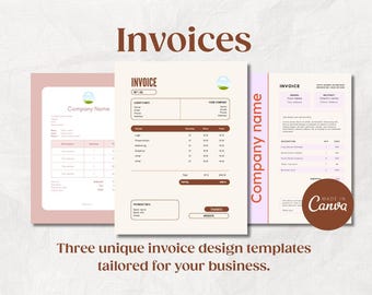 THREE Invoices or receipts / editable template / made in Canva