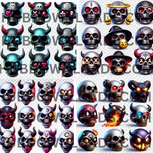 Cursed Skull Emojis | Gothic, Spooky Emoticons | Halloween, Texting, Social Media | Instant Download