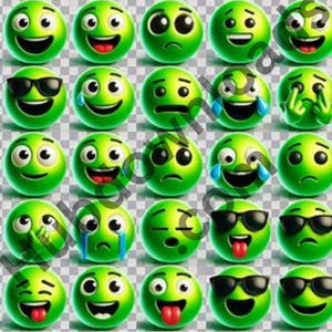 25 : Green Emoji Clipart | Digital Download | Instant Download