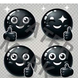 Expressive Black Emoji Stickers | Cute Thumbs Up Pack | Funny Emoticon Decals | Water-Resistant Vinyl | Laptop Decor | Phone Accessories