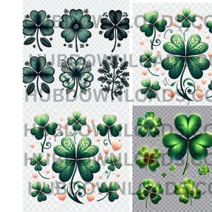 Rare Luck Charm - 4 Leaf Clover Clipart For Instant Download - Digital File PNG