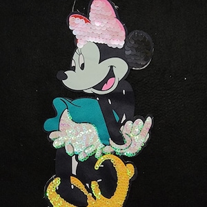 Sequin Fashion patches, Iron on Minnie Mouse patch