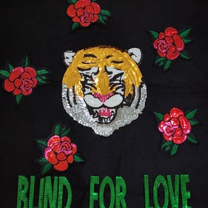 9pc/set, Tiger Patches, Iron on Halloween Patches, Blind For Love Patches image 1