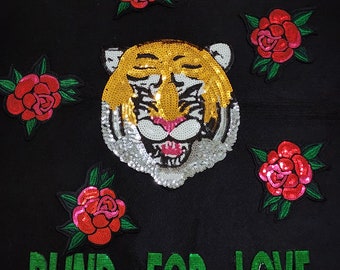 9pc/set, Tiger Patches, Iron on Halloween Patches, Blind For Love Patches