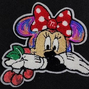 Sequin Fashion patches, Iron on Minnie Mouse patch