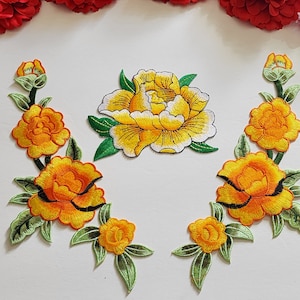 3pc/set, Fashion flower patches, Peony patches,  Iron on patches
