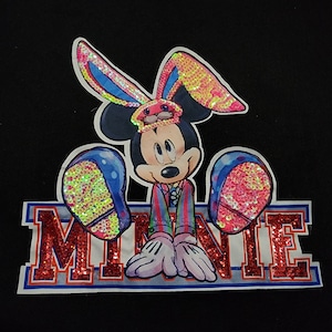 Sequin Fashion patches, Iron on Minnie Mouse patch