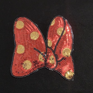 Sequin Fashion patches, Iron on Minnie Mouse Ribbon patch