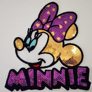 Sequin Fashion patches, Iron on Minnie Mouse patch