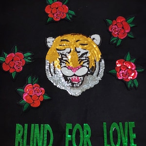 9pc/set, Tiger Patches, Iron on Halloween Patches, Blind For Love Patches image 2