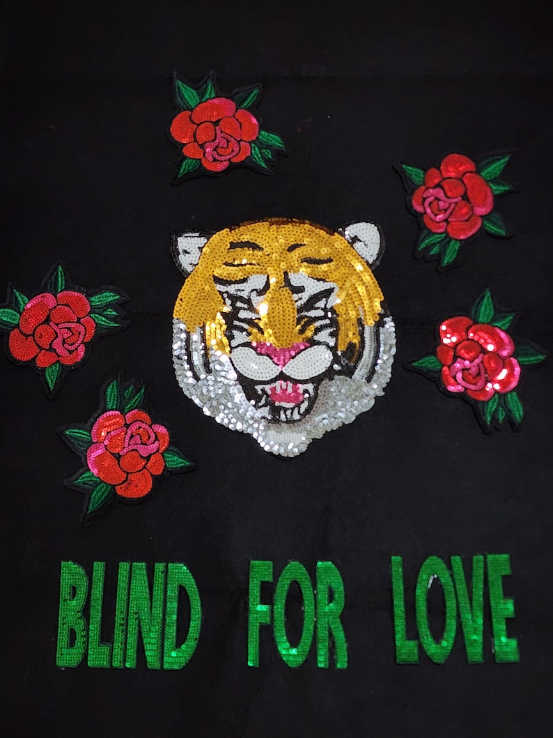 9pc/set, Tiger Patches, Iron on Halloween Patches, Blind For Love Patches image 2