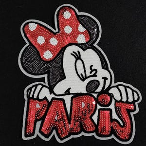 Sequin Fashion patches, Iron on Minnie Mouse patch
