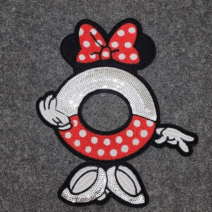 Sequin Fashion patches, Iron on Minnie Mouse patch