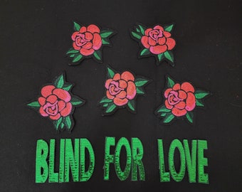 8pc/set, Iron on Halloween Patches, Blind For Love Patches, Sequin Rose Flower patches