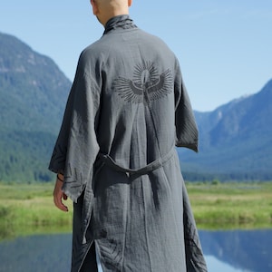 Organic Cotton Soft Bathrobe, Cotton Kimono Robe, Muslin Robe- Spa gift for her- Gift for him - Gift for her, Festival Kimono, Man Kimono