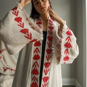 Organic Hemp Kimono Robe: Hand Block Printed Spa Wrap