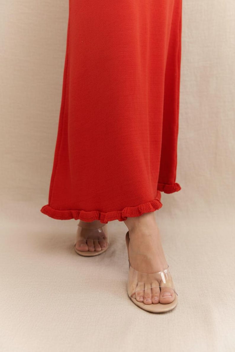Bohemian red maxi dress for resort wear and travel
