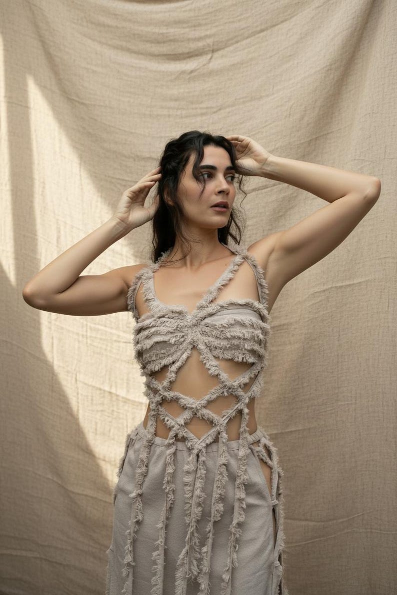 Bohemian two-piece cotton resort wear outfit for summer