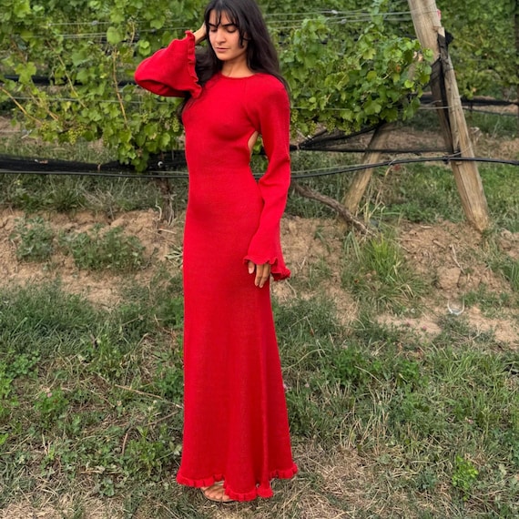slim fit dress slacks Odana's | Garnet Red Wrap Maxi Dress main image 1