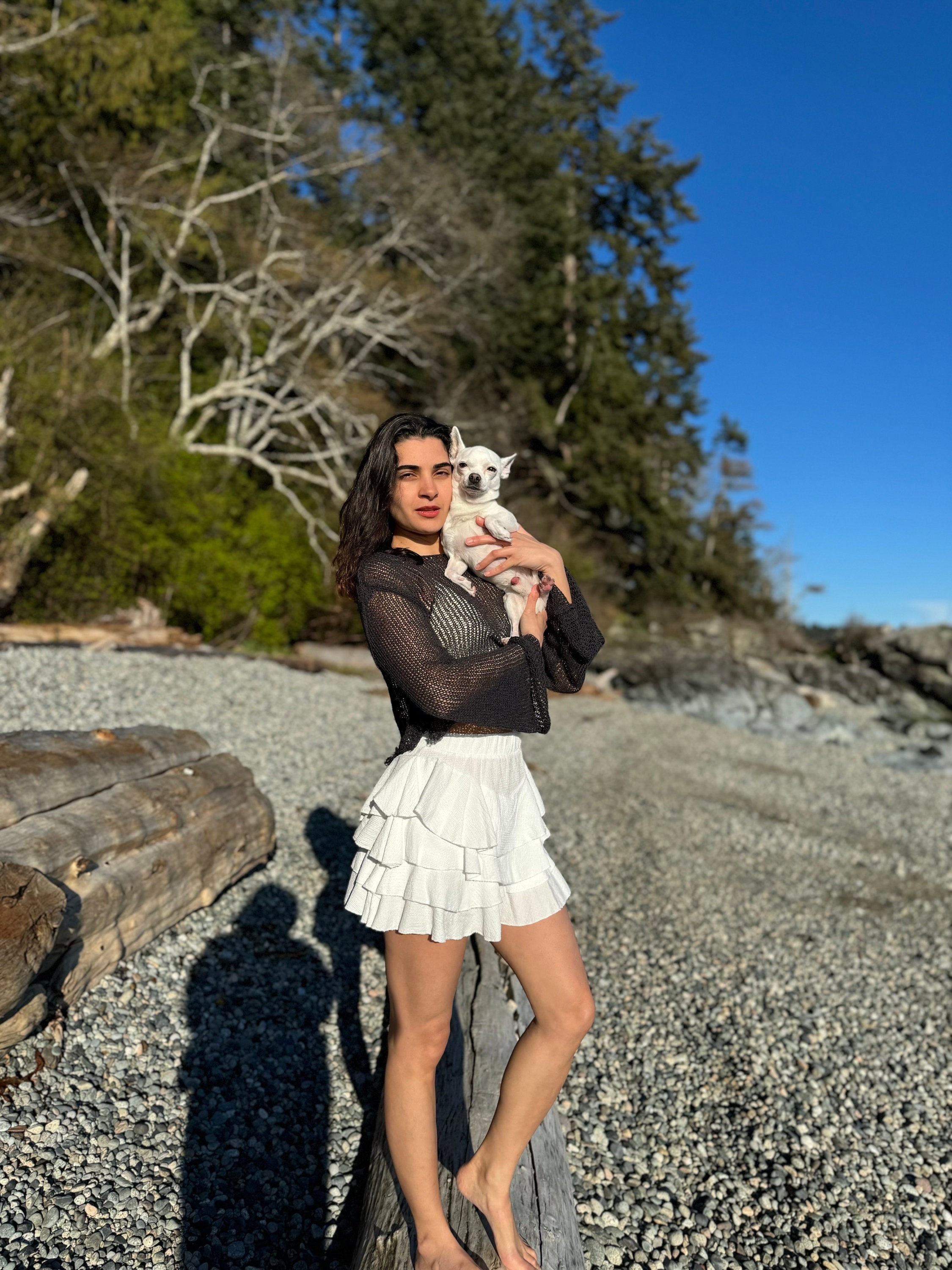long sleeve mini dress off the shoulder Zoe Long-Sleeve Short Homecoming Dress