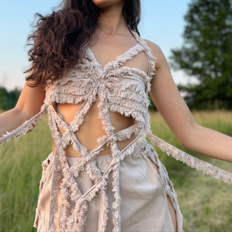 One-of-a-kind handmade boho outfit for beach vacations and travel
