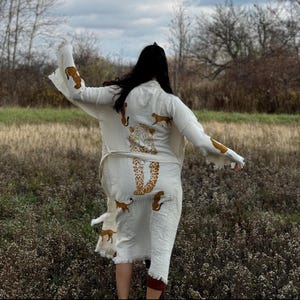 Stone Printed Muslin Kimono: Organic Cotton Tiger Caftan Robe