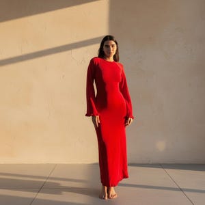Bohemian red maxi dress for resort wear and travel