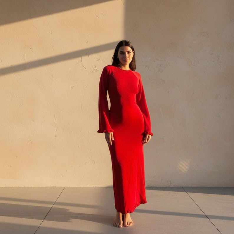 Bohemian red maxi dress for resort wear and travel