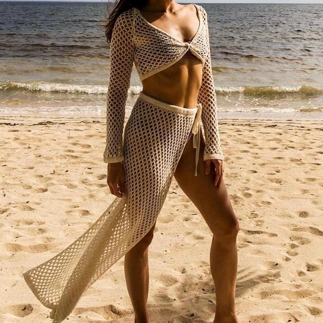 Bikini Deux Pièces Rose Fluo à Fleurs - Maillot De Bain Transparent à La Mode - Pour Plage, été