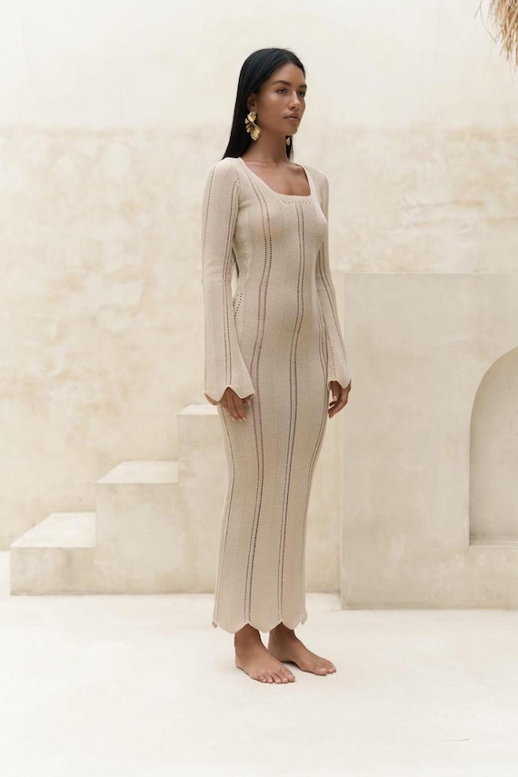 Boho Knit Maxi Dress, Goddess Beach Dress, Elegant Resort Wear, Vacation  Bikini Cover Up, Long Bohemian Dress, Beachwear, Holiday Dress - Etsy