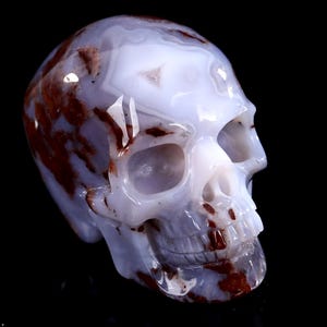 3” Natural Red Agate Hand Carved Crystal Skull Sculpture, Unique Crystal Carving for Home Decor & Collectors, Handcrafted Gift
