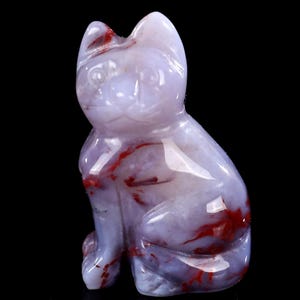 2.0” Natural Red Agate Hand Carved Crystal Cat Sculpture, Unique Crystal Carving for Home Decor & Collectors, Handcrafted Gift