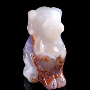 2.0” Natural Red Agate Hand Carved Crystal Dog Sculpture, Unique Crystal Carving for Home Decor & Collectors, Handcrafted Gift