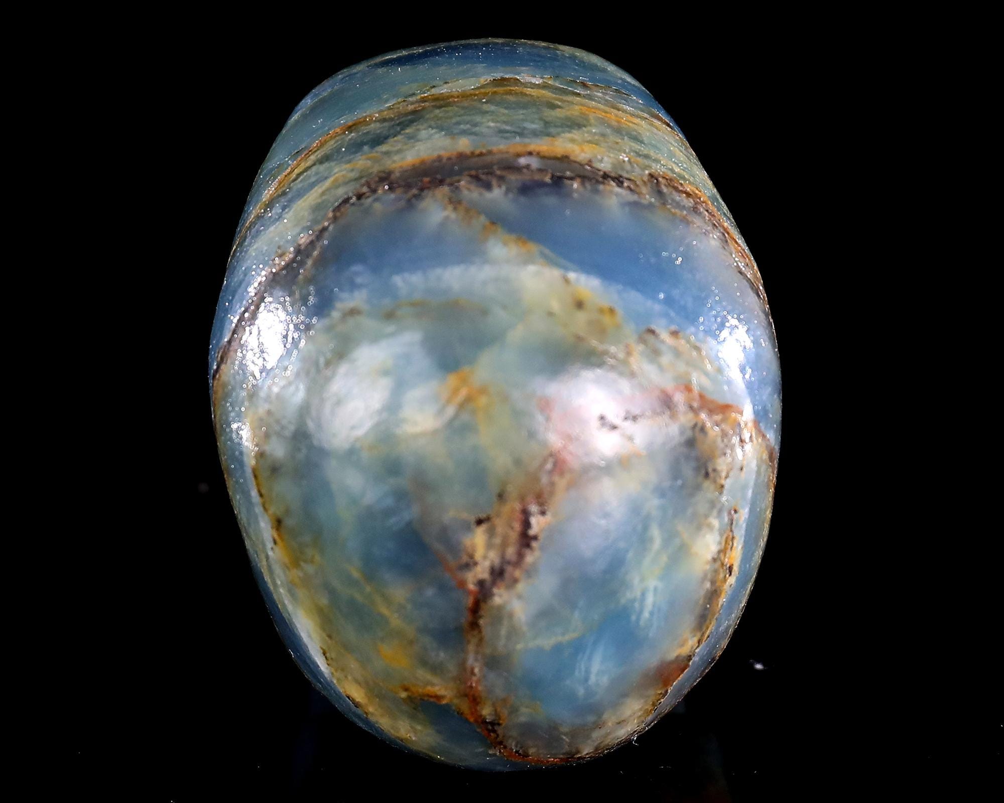 ブルーオニキスクリスタルスカル：手彫り彫刻、ホーム