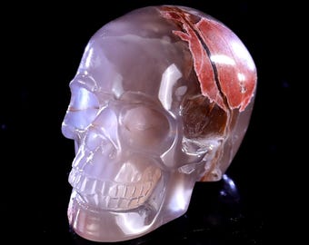 2.0” Natural Hot Lava Agate Hand Carved Crystal Skull Sculpture, Unique Crystal Carving for Home Decor & Collectors, Handcrafted Gift