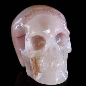 Hand Carved Agate Crystal Skull: Home Decor Collector Gift