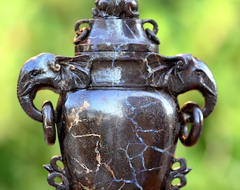 8.7” Natural Opal Hand Carved Crystal Vase with Lid, Unique Crystal Decorative Vase for Home Decor & Collectors, Handcrafted Gift