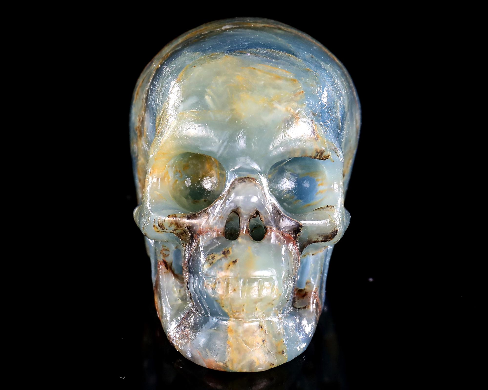 ブルーオニキスクリスタルスカル：手彫り彫刻、ホーム