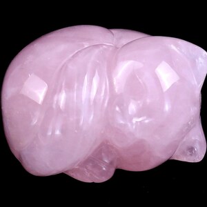 Rose Quartz Crystal Cat Sculpture: Hand Carved Home Decor (2.5&quot;)