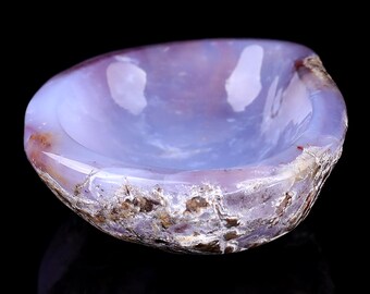4.4” Natural Blue Chalcedony Hand Carved Bowl,Jewelry Bowl, Unique Crystal Carving Candy Bowl for Home Decor, Handcrafted Gift